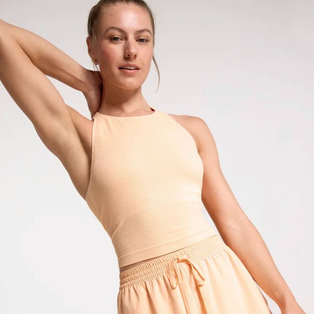 Calia Women's High Neck Seamless Brami in Peach Sherbet NWT